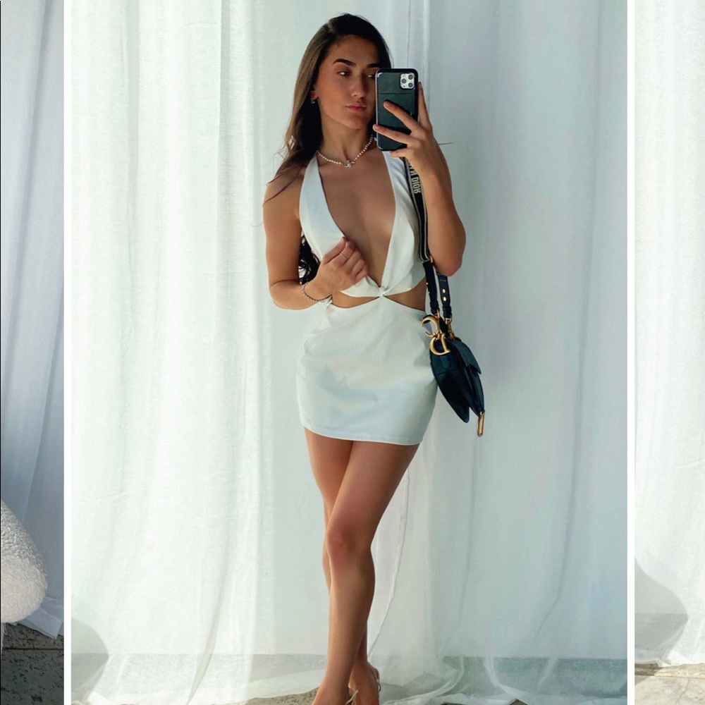 Boutique White Pu Mini Dress NWT